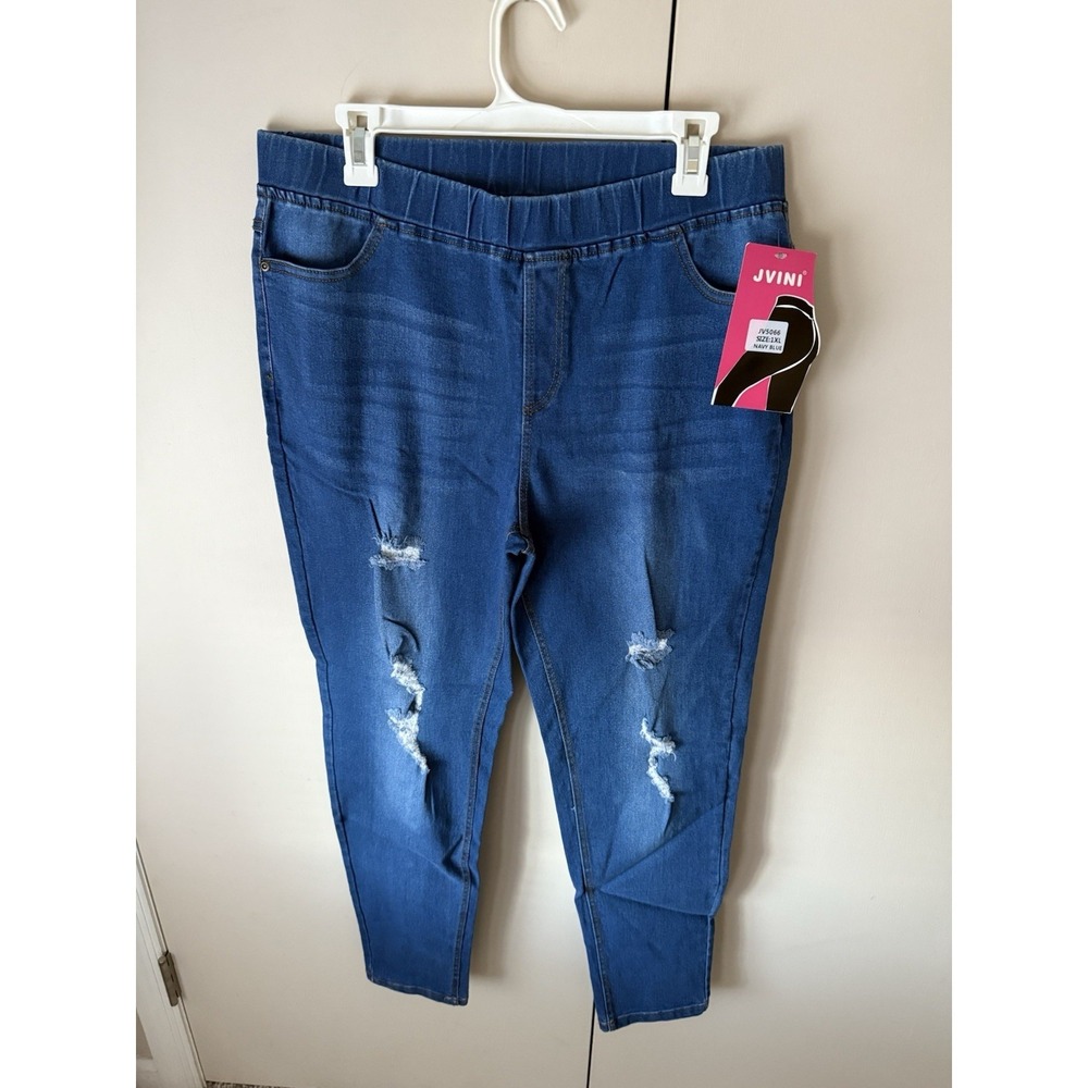 Jvini  Distressed Jeggings 2 Pairs Size 1XL Women's Plus Stretch Shaping Skinny